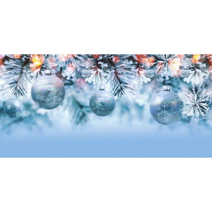 фото Фотосетка, 320 × 155 см, с фотопечатью, «голубые ёлочные шары» art