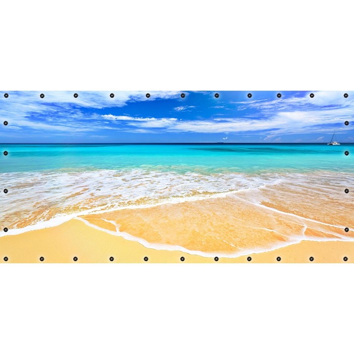 фото Фотосетка, 314 × 155 см, с фотопечатью, люверсы шаг 0.3 м, «тропический пляж» art
