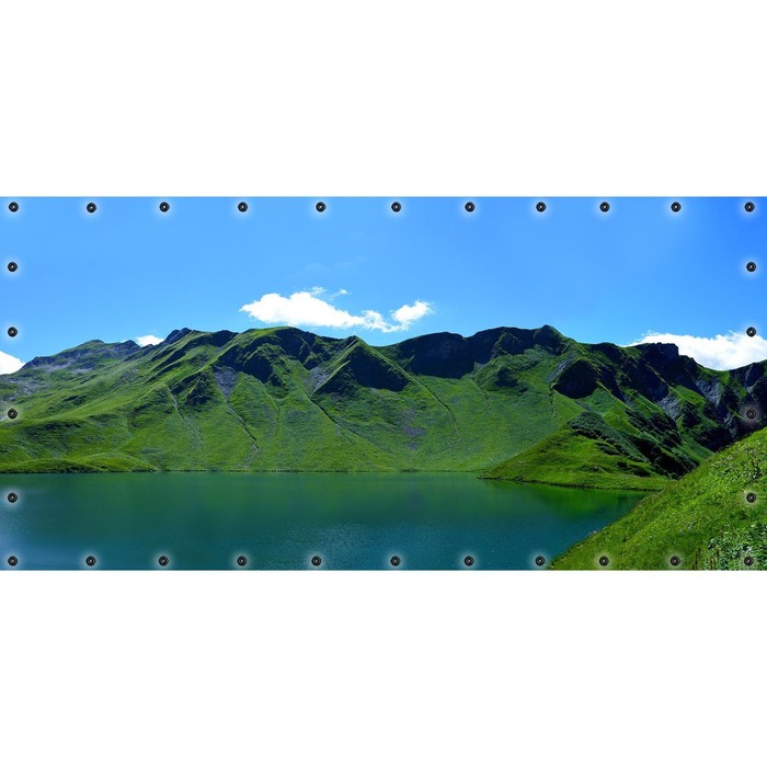 Фотосетка, 314 × 155 см, с фотопечатью, люверсы шаг 0.3 м, «Озеро и горы-2» силиконовый чехол на oppo reno2 озеро и горы для оппо рено 2