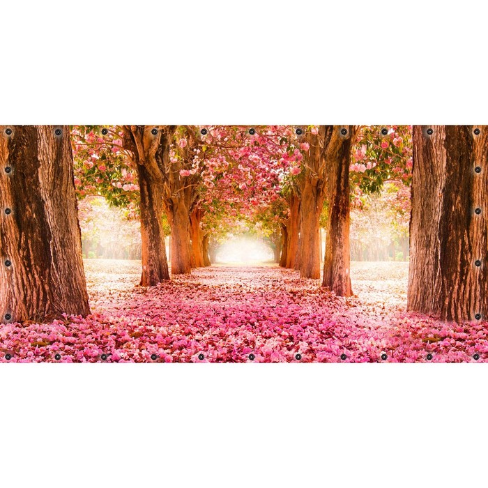 фото Фотосетка, 314 × 155 см, с фотопечатью, люверсы шаг 0.3 м, «розовые лепестки» art