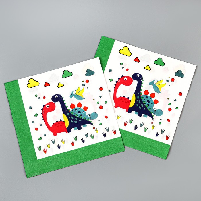 Салфетки бумажные «Милые динозаврики», в наборе 20 шт.
