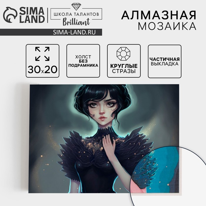 

Алмазная мозаика с частичным заполнением на холсте «Девушка в черном» 20 х 30 см