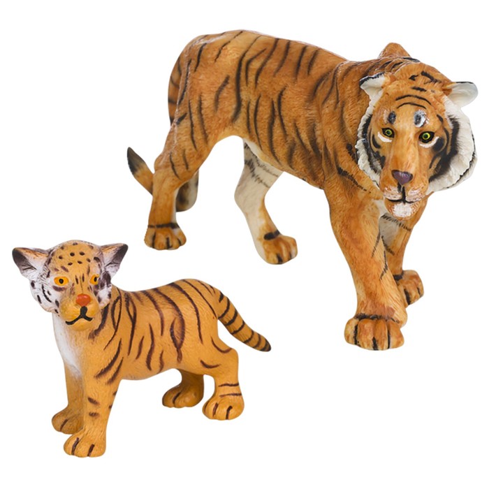 Набор фигурок «Мир диких животных: семья тигров», 2 фигурки набор фигурок мир диких животных семья львов и семья тигров 4 фигурки