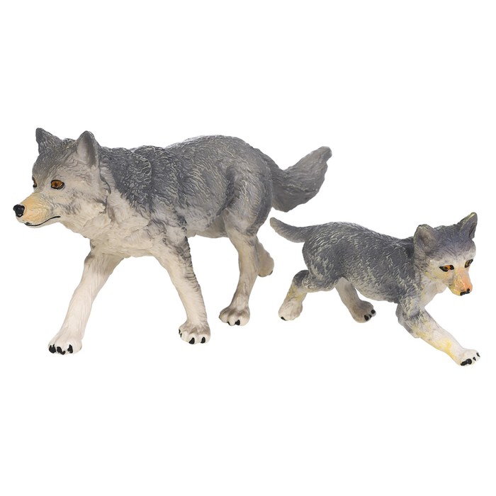 Набор фигурок «Мир диких животных: семья серых волков», 2 фигурки