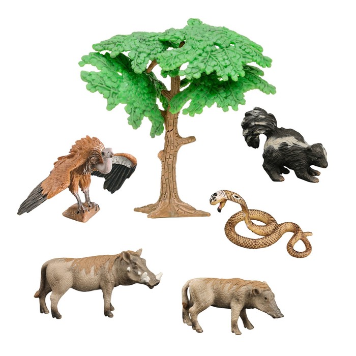 Набор фигурок «Мир диких животных», 6 фигурок набор фигурок мир диких животных cкунс 2 бородавочника змея стервятник дерево mm211 229