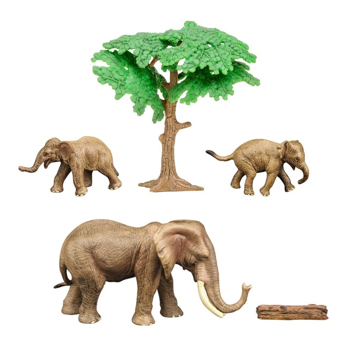 Набор фигурок «Мир диких животных: семья слонов», 5 фигурок цена и фото