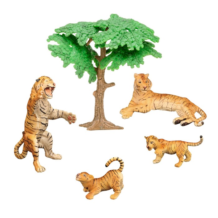 Набор фигурок «Мир диких животных: семья тигров», 5 фигурок набор фигурок мир диких животных семья бегемотов mm211 240