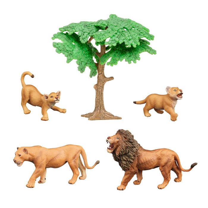 Набор фигурок «Мир диких животных: семья львов», 5 фигурок набор фигурок мир диких животных семья тигров и семья львов 8 фигурок