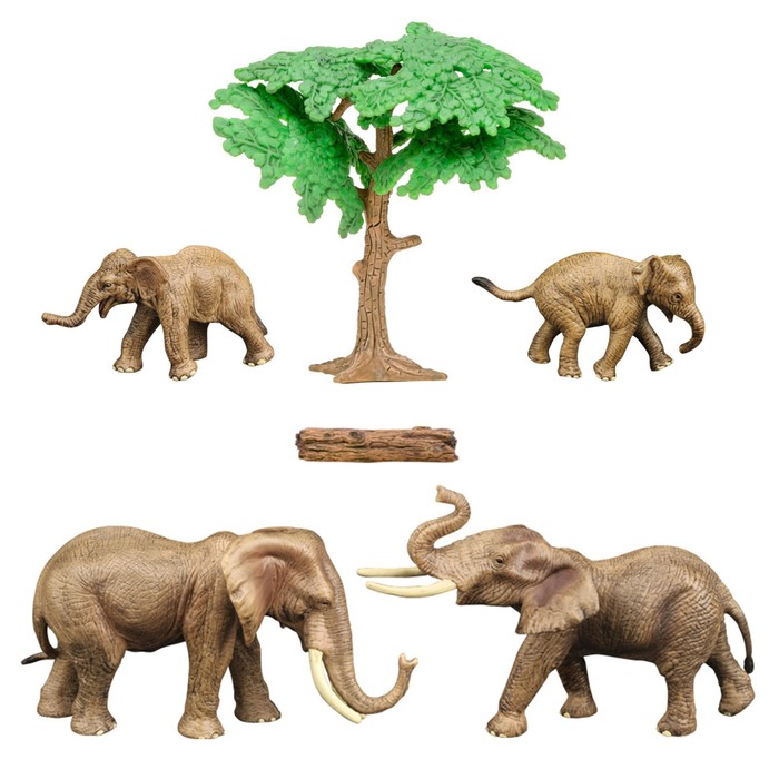 Набор фигурок «Мир диких животных: семья слонов», 6 фигурок цена и фото