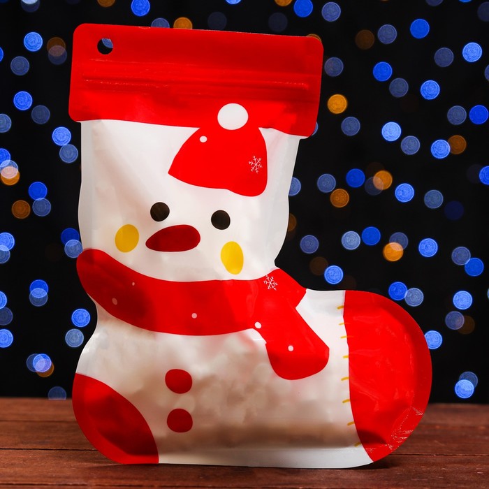 Пакет подарочный Снеговик, с zip-lock застежкой 18 х 22 см пакет подарочный с zip lock застежкой 18 х 22 см