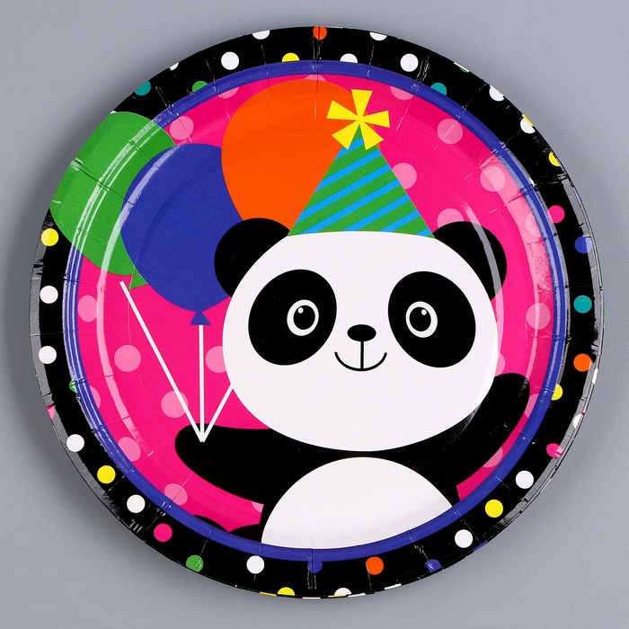 Тарелка бумажная «Панда с шариками», в наборе 6 шт. тарелка бумажная панда с шариками в наборе 6 шт