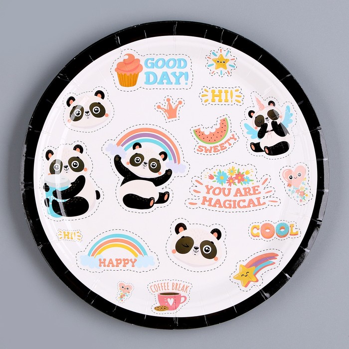 Тарелка бумажная «Панда», в наборе 6 шт. тарелка бумажная панда с шариками в наборе 6 шт