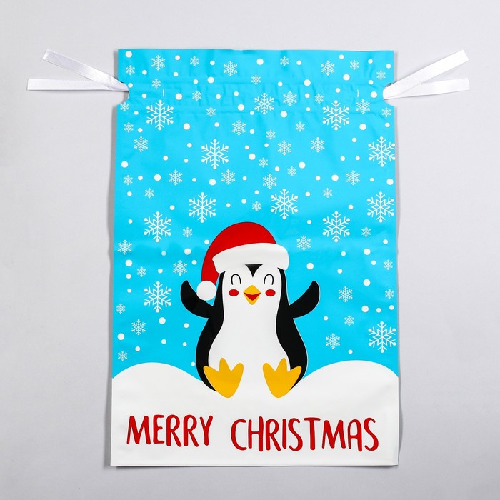 Пакет подарочный с завязками, Счастливый пингвин, 29х43 см cards пакет пингвин с какао маленький