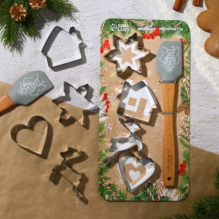 Набор кондитерский «Рождество», формы для печенья 4 шт, лопатка 1 шт 4 шт набор пластиковые формы для выпечки печенья