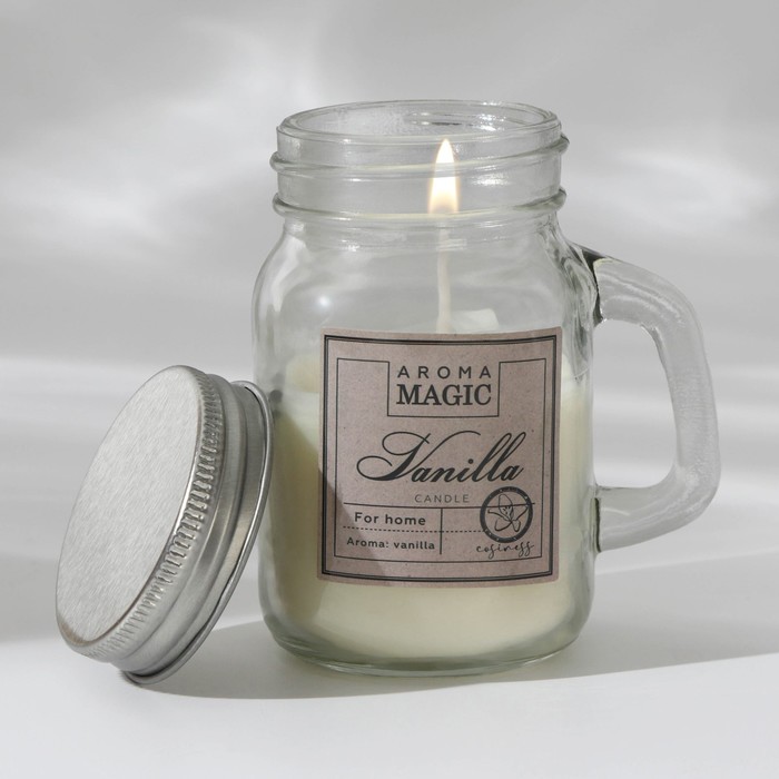 Ароматическая свеча «Vanilla», аромат ваниль, 7 х 8,5 х 5 см. новогодняя свеча в железной банке волшебного рождества аромат ваниль 4 5 х 4 5 х 2 5 см