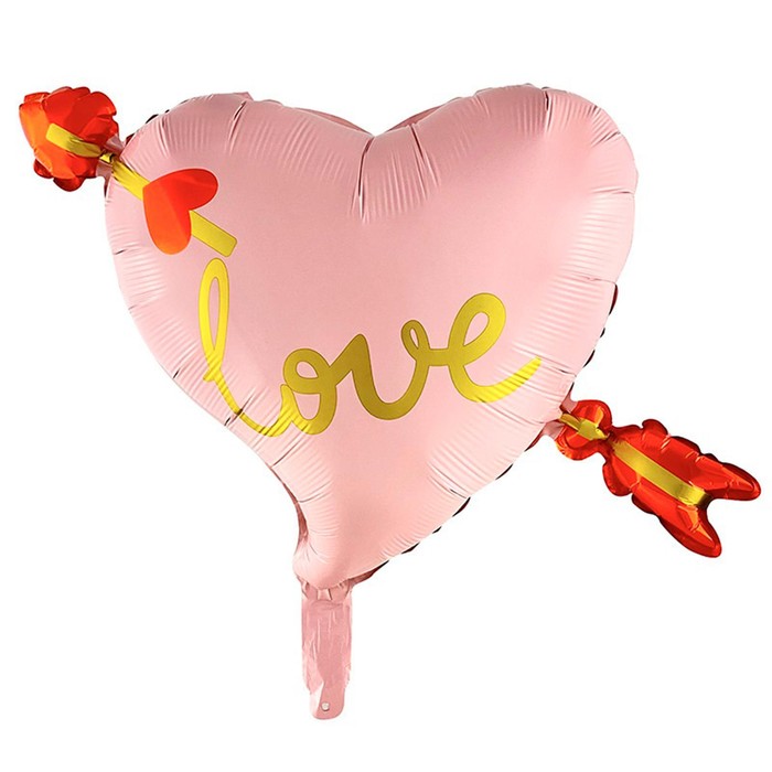 цена Шар фольгированный 18 «Розовое сердце со стрелой»