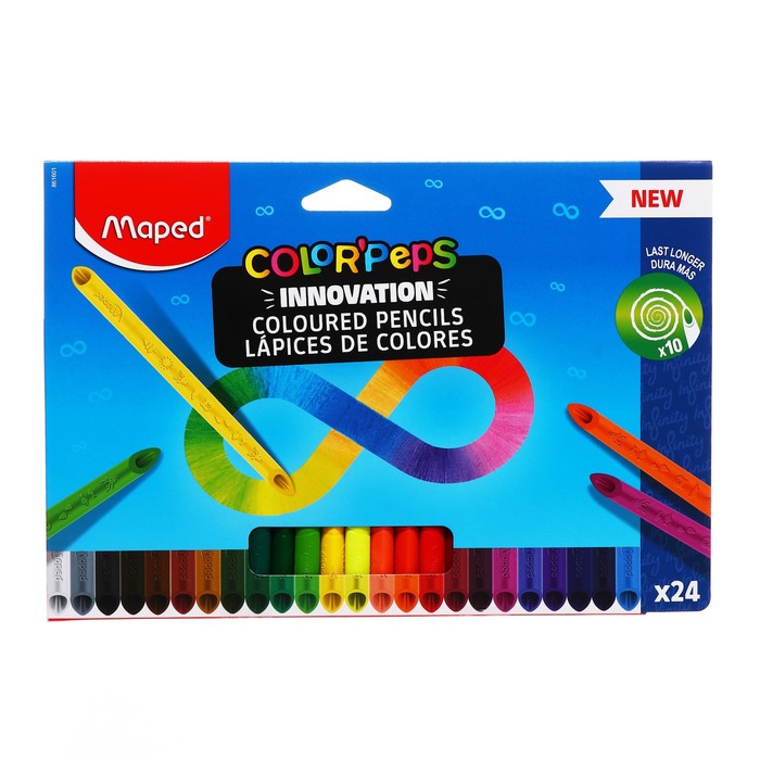 

Карандаши 24 цвета Maped COLOR'PEPS INFINITY, корпус треугольный, ударопрочный грифель, в каронной коробке