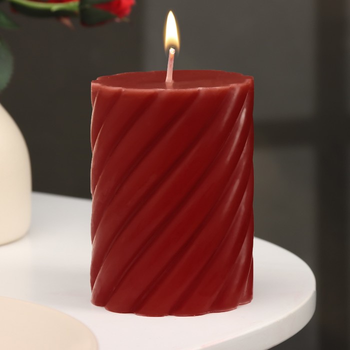 Свеча-цилиндр ароматическая витая Вишня, 7,5х10 см свеча цилиндр нежная вишня 7 5 5см