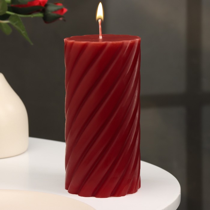 Свеча-цилиндр ароматическая витая Вишня, 7,5х15 см свеча цилиндр ароматическая вишня 4х5 см 7 ч 50 г бордовая