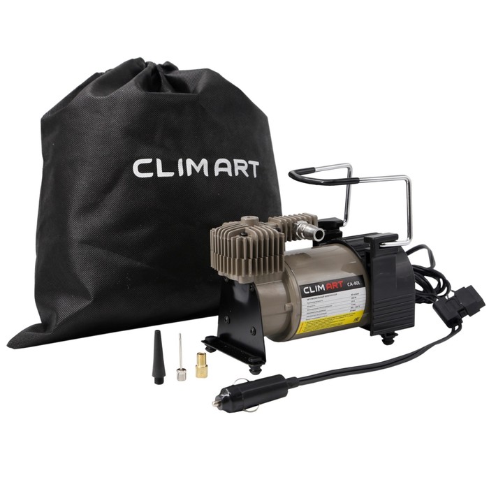 компрессор автомобильный clim art ca 35l 35л мин сумка мешок для хранения Компрессор автомобильный Clim Art CA-40L, 40 л/мин, витой шланг, сумка-мешок для хранения