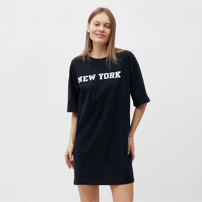 Женское домашнее платье New york, цвет чёрный, размер 48