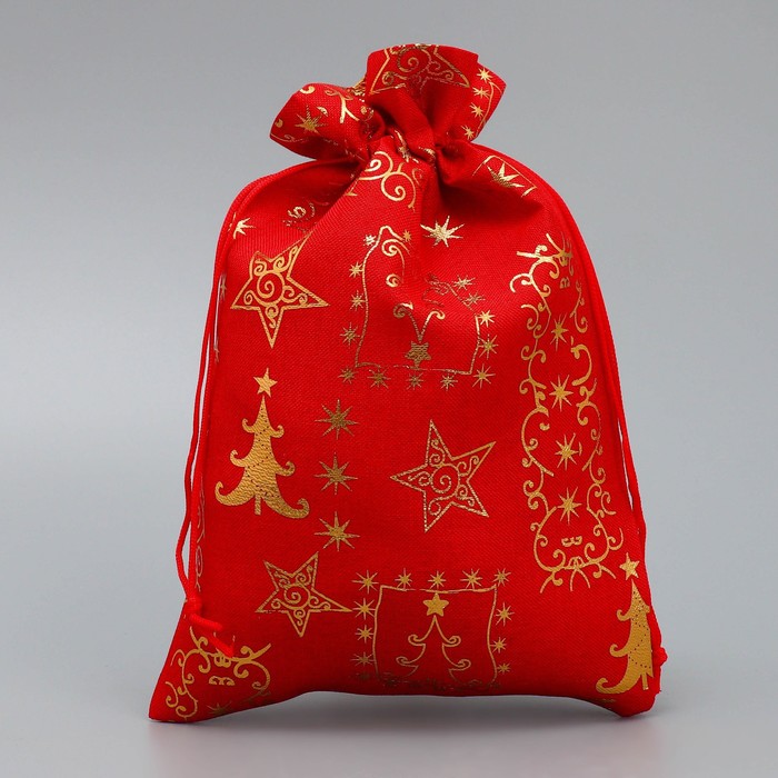 Мешочек подарочный холща «Счастливого Нового Года», тиснение, 16 × 24 см +/- 1.5 см мешочек сумка подарочный винового года каролина