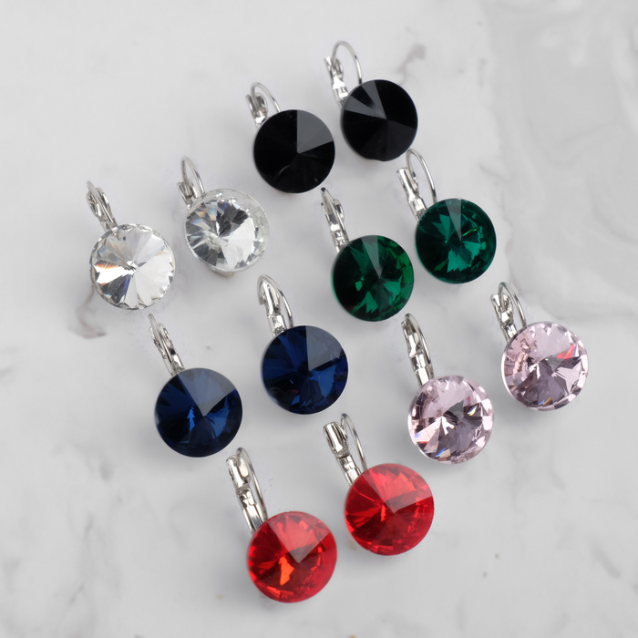 Серьги со стразами "Круг стеклянный", цвет МИКС
