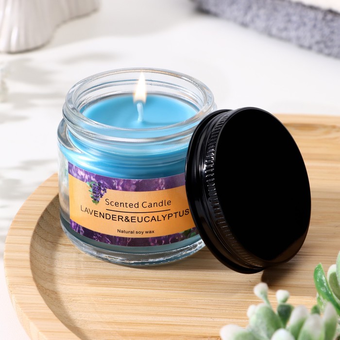 Свеча ароматическая Lavender&eucalyptus, 5*5см, 140 гр ароматическая свеча eucalyptus