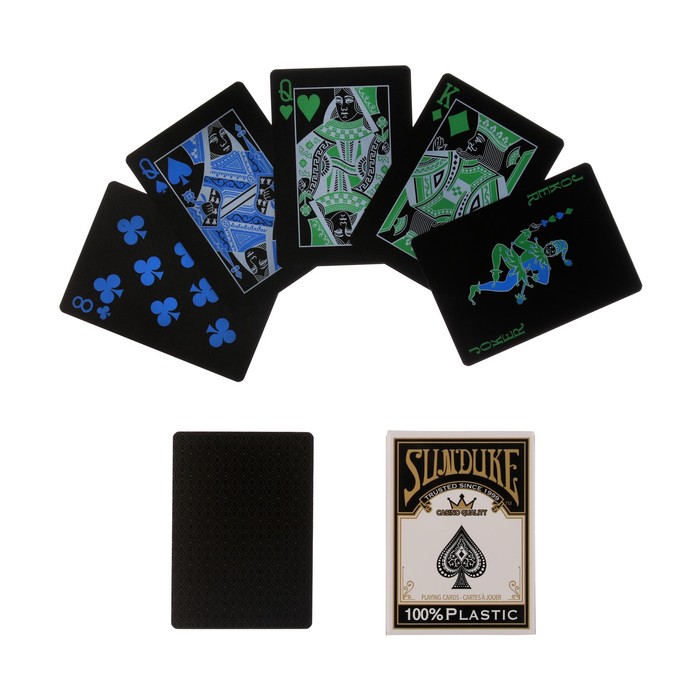 Карты игральные пластиковые SunDuke, 54 шт, 24 мкм, 6.3 х 8.8 см, черные карты игральные пластиковые 54 шт 28 мкм карта 6 5 х 9 см черные