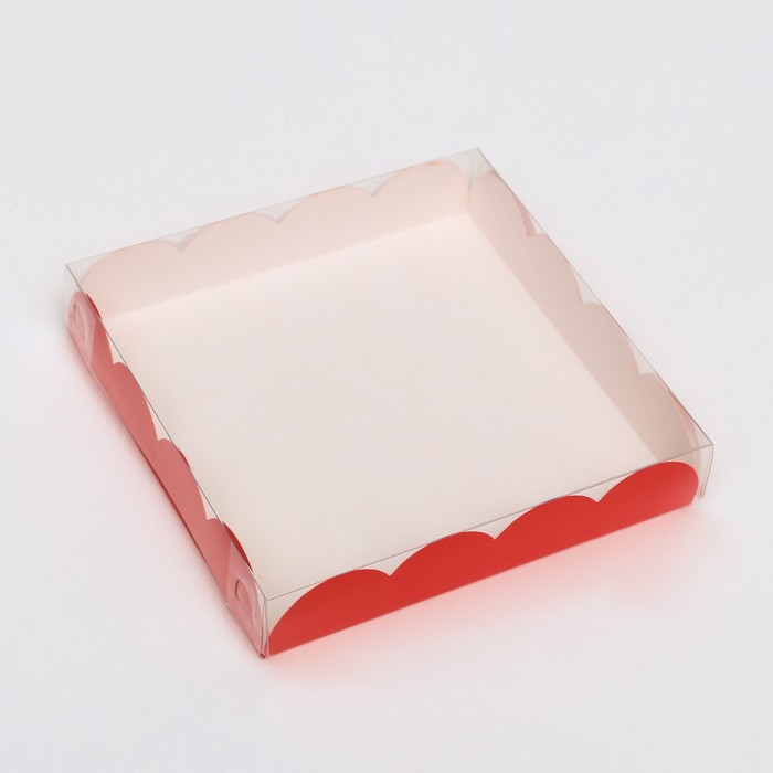 Коробочка для печенья, красная, 15 х 15 х 3 см коробочка для печенья спорт 15 х 15 х 3 см