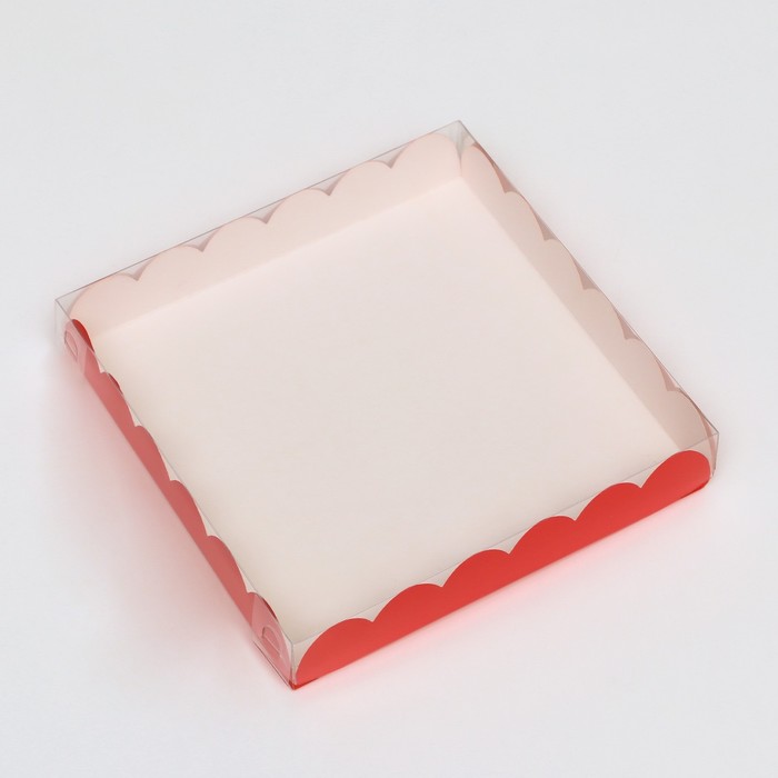 Коробочка для печенья, красная, 18 х 18 х 3 см коробочка для печенья мятная 18 х 18 х 3