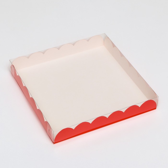 Коробочка для печенья, красная, 21 х 21 х 3 см коробочка для печенья розовая 21 х 21 х 3 см