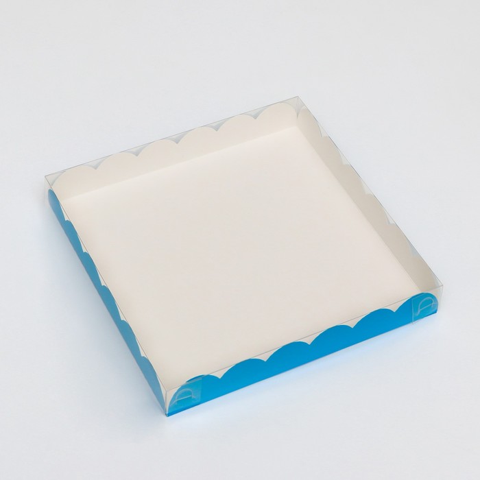 Коробочка для печенья, синяя, 21 х 21 х 3 см цена и фото