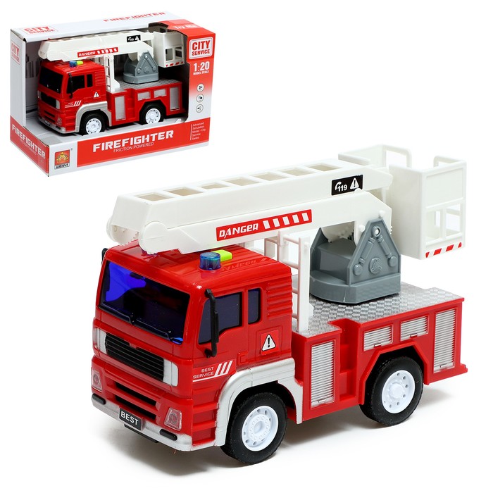 Машина инерционная «Пожарная служба», 1:20, свет и звук грузовик инерционный зил пожарная служба масштаб 1 34 свет и звук