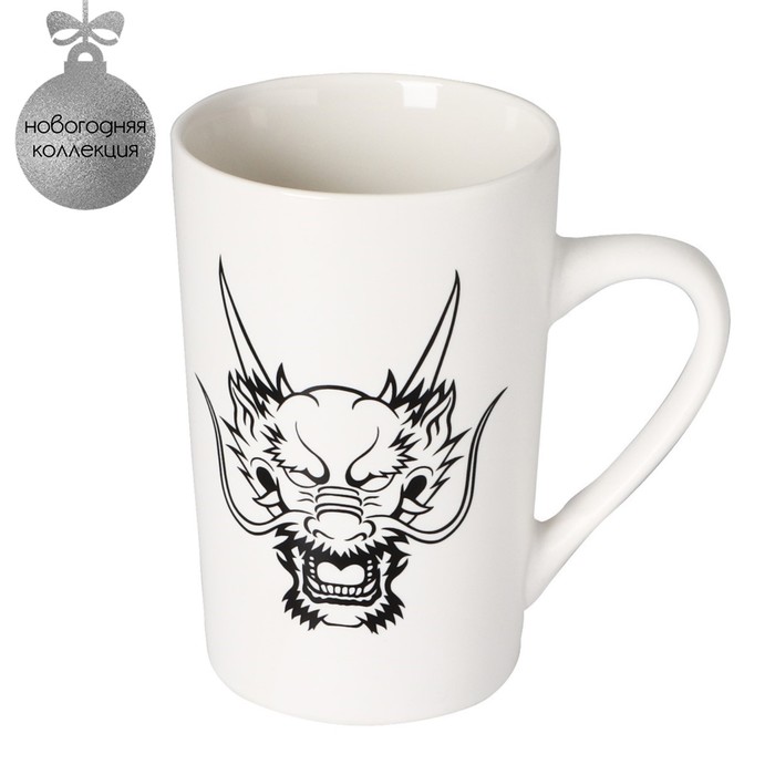 

Кружка фарфоровая Доляна «Чёрный дракон», 380 мл, цвет белый
