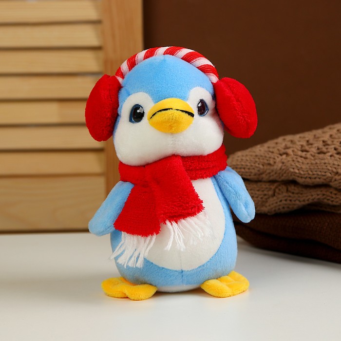 Мягкая игрушка «Пингвин» в наушниках, 20 см, цвет синий мягкая игрушка пингвин в наушниках 20 см цвет синий