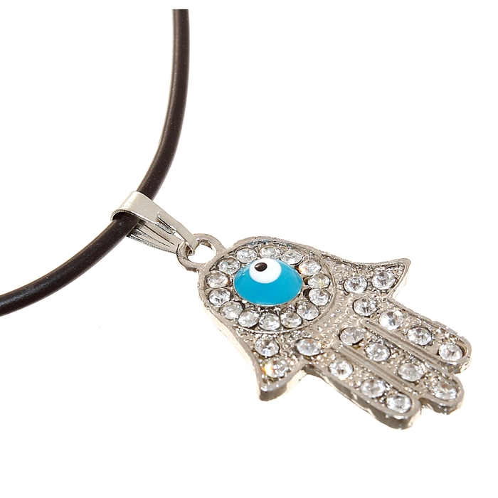 Кулон-оберег "Рука счастья", цвет серебрянно-голубой, 40см