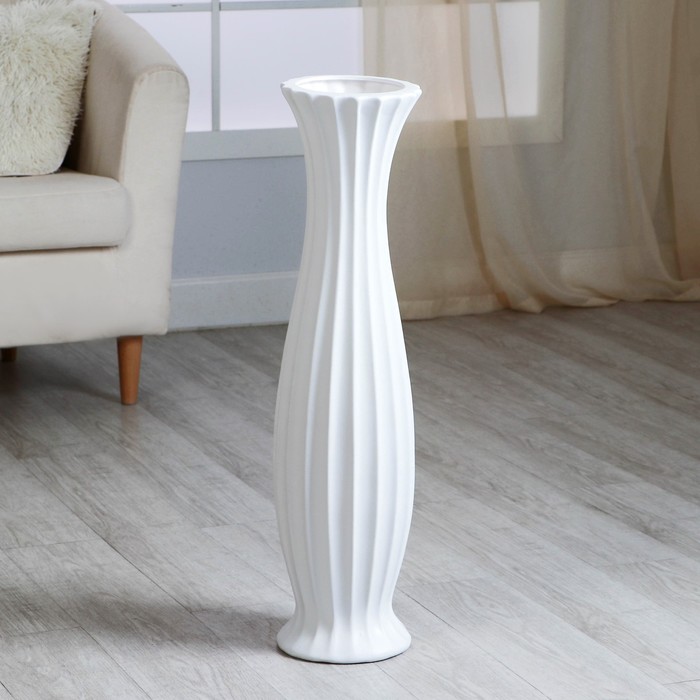 Ваза керамика напольная Седар полосы, 17х75 см, белый ваза керамика напольная геометрия люкс полосы 60 см белый
