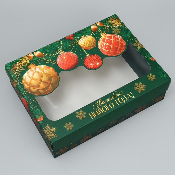 Коробка подарочная «Волшебного нового года», шары, 32 × 24 × 9 см