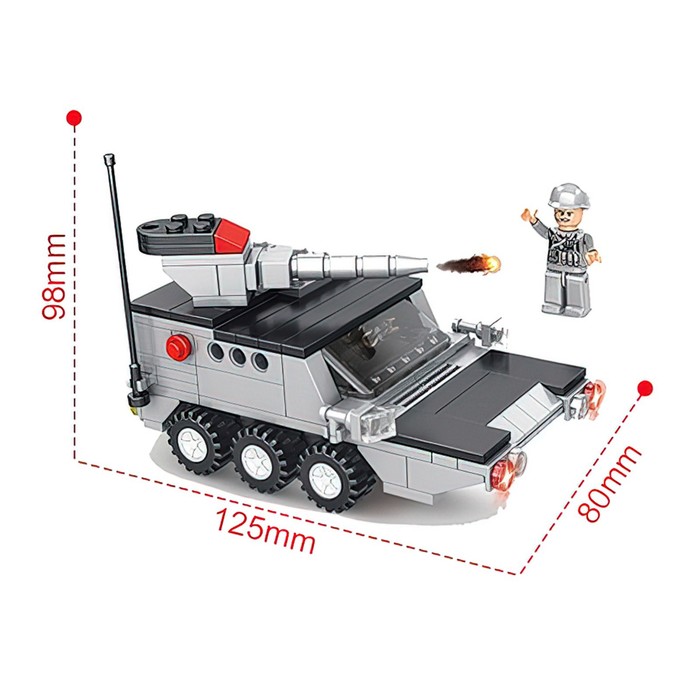 фото Конструктор военные «бмп с пушкой», 3 в 1, 209 деталей peizhi