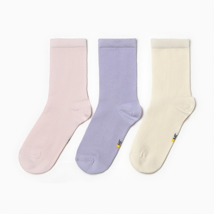 Набор детских носков (3 пары), цвет светло-лавандовый/зефирный/кремовый, размер 18