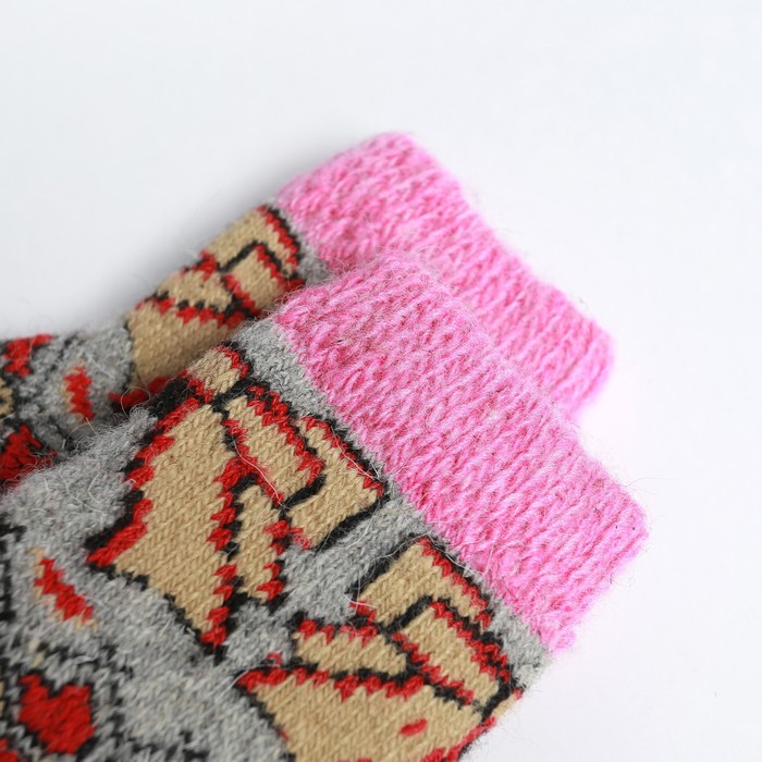 фото Носки детские шерстяные "бант" а.3а45, цвет серый/розовый, р-р 16 стильная шерсть