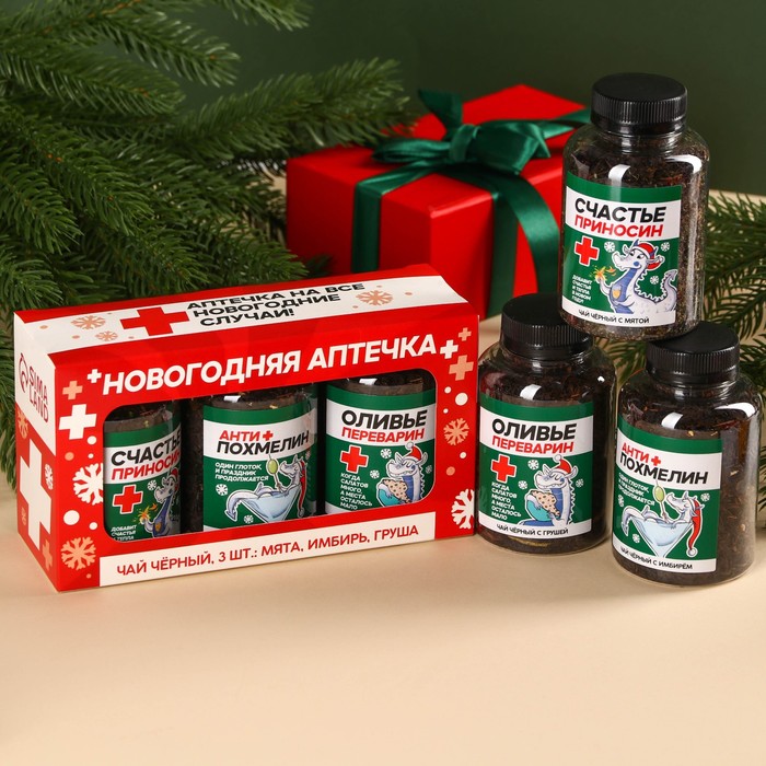 

Набор чая «Новогодняя аптечка», вкусы: груша, имбирь, мята, 150 г (3 шт. x 50 г).