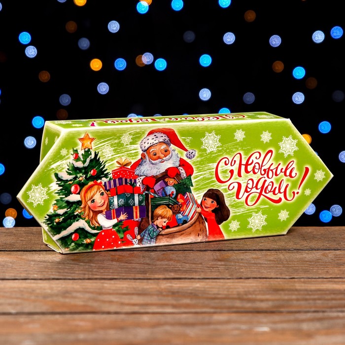 Подарочная коробка Конфета Дед Мороз и дети, 10 х 20 х 4,3 см