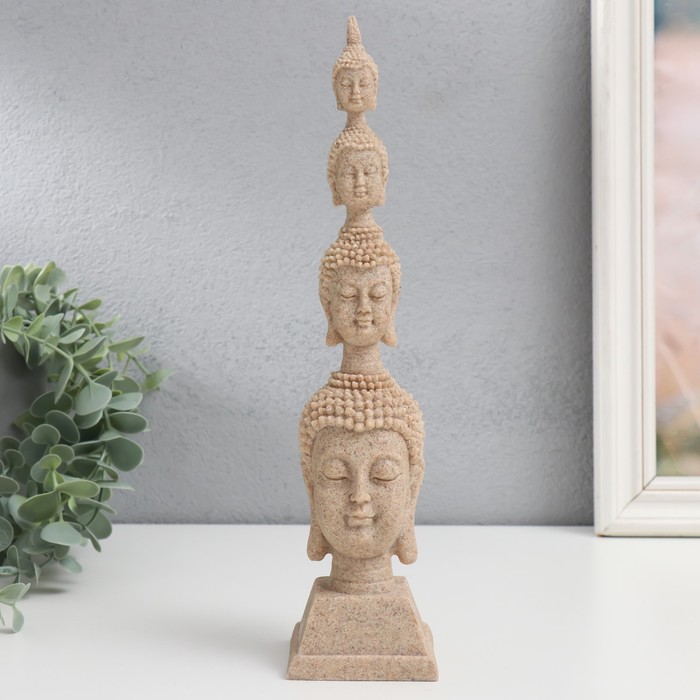 Сувенир полистоун Четырёхликий будда песочный 6х6х26,5 см