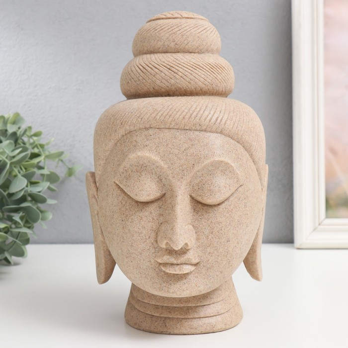 Сувенир полистоун бюст Голова Будды песочный 14,5х13х26 см