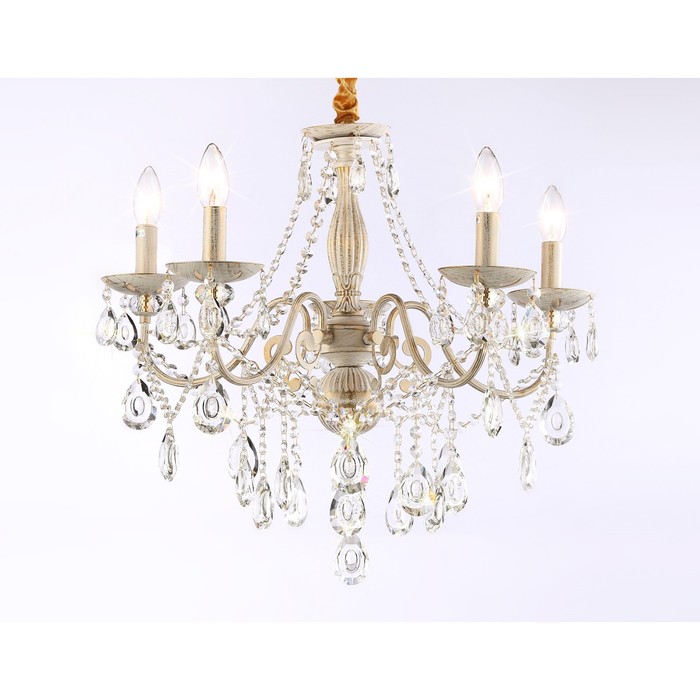 Люстра с хрусталём Ambrella light, Classic, TR4944, 5хE14, цвет белый, золото люстра с хрусталём ambrella light classic tr4945 8хe14 цвет белый золото