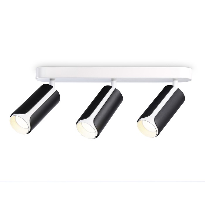 цена Спот настенно-потолочный поворотный со сменной лампой Ambrella light, Techno family, TN51605, 3хGU10, цвет чёрный, белый