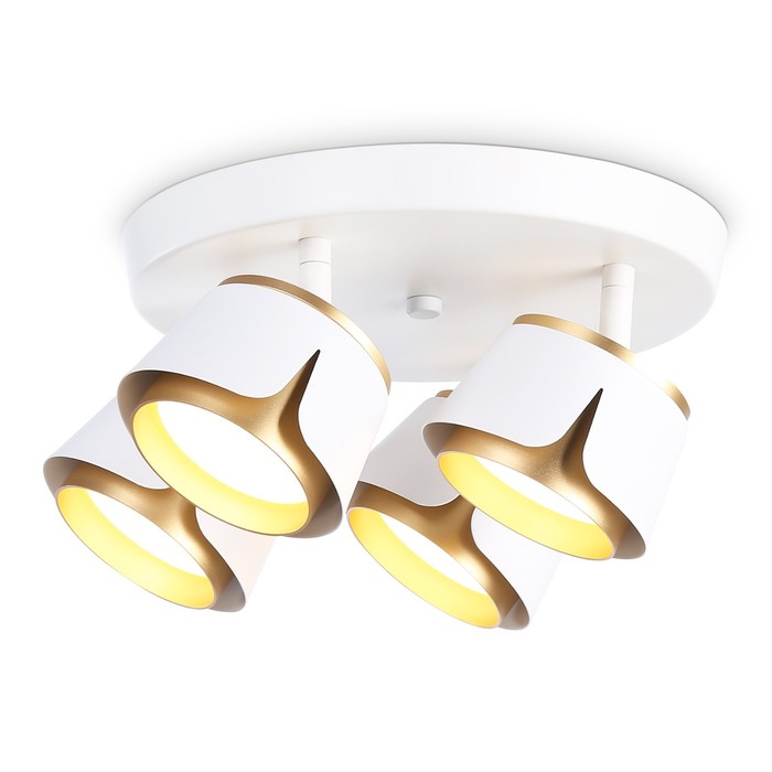 цена Спот настенно-потолочный поворотный со сменной лампой Ambrella light, Techno family, TN71241, 4хGX53, цвет белый, золото