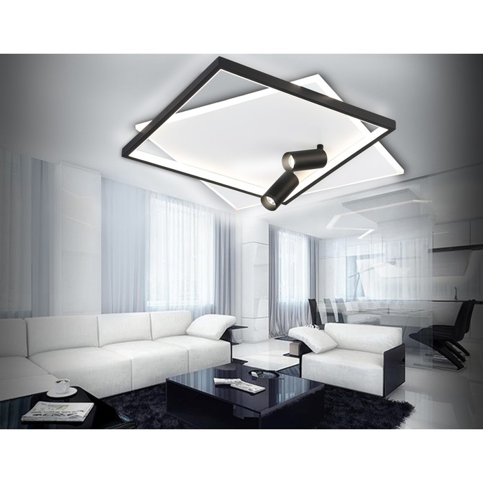 фото Светильник настенно-потолочный светодиодный с пультом ambrella light, linetech, fl5138, led, 77 вт, 5775lum, 3000-6400к, цвет белый, чёрный